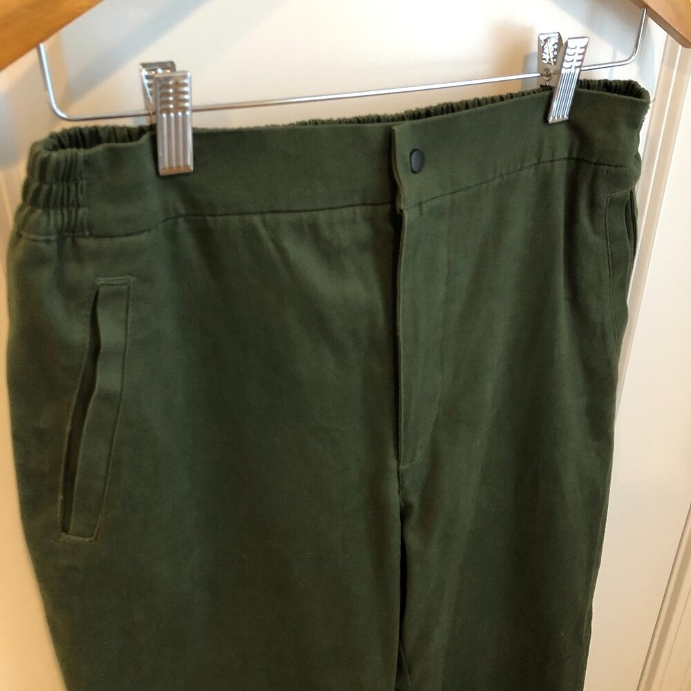 Folk pants Women's Olive Green Cuffed Pants Size 12 Cotton Pants trousers
